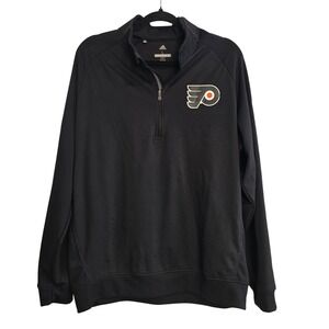 Adidas Golf Philadelphia Flyers‎ Quarter Zip Pullover Mens Large Black NHL Logo